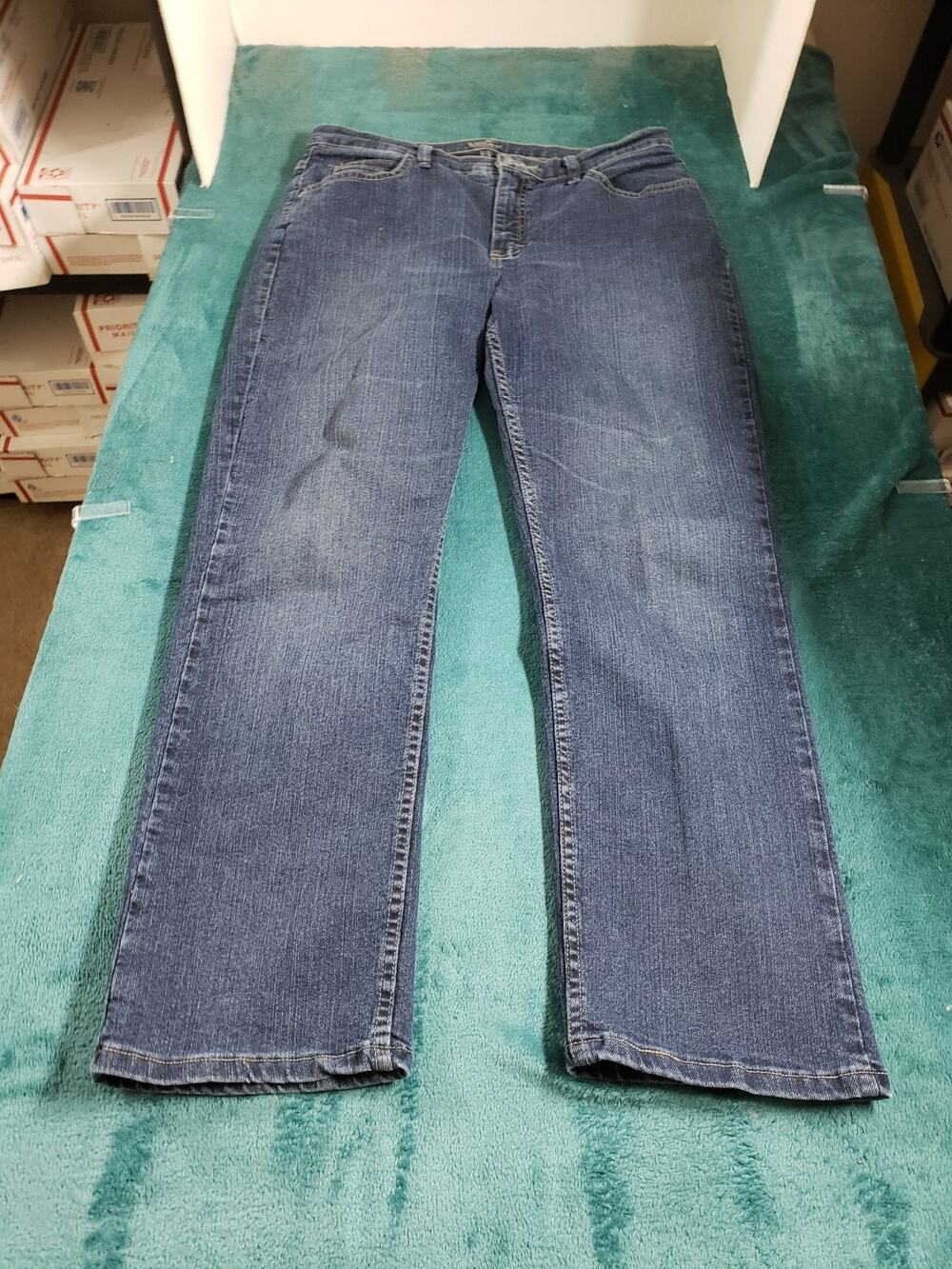 Lee Jeans Size 14 Petite Womens Blue Pants Stretch Denim Mid Rise Straight